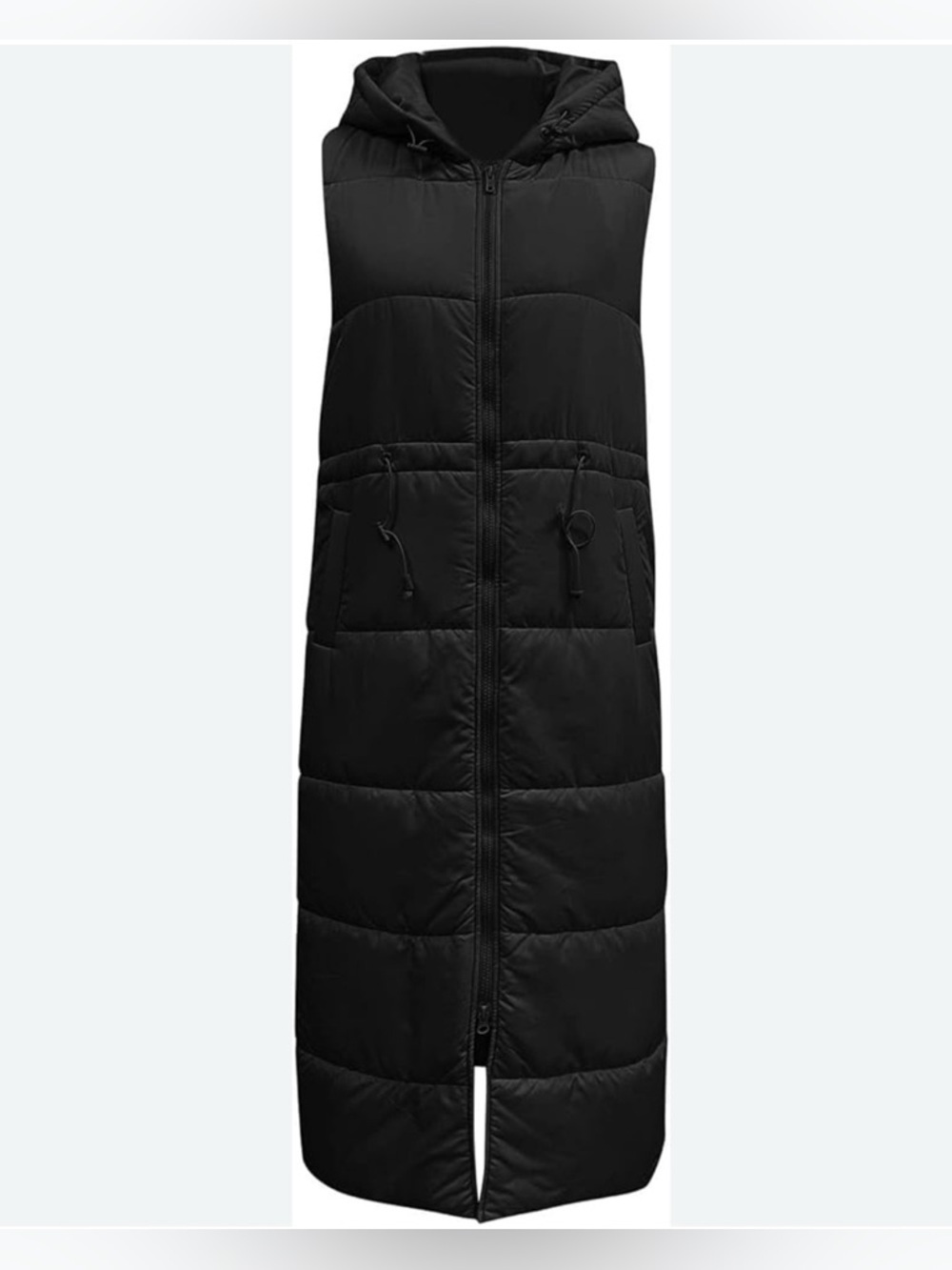 Women's Long Quilted Vest Hooded Maxi Length Sleeveless Puffer Vest Padded L - Picture 10 of 16